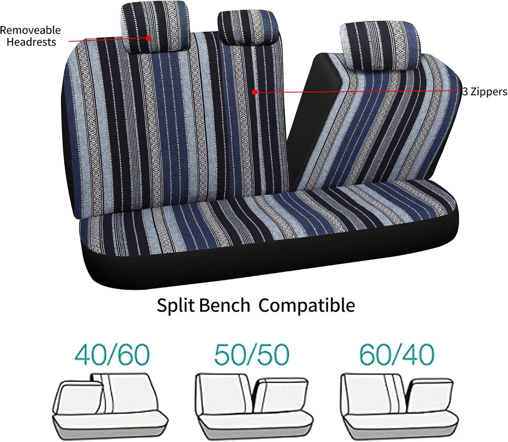 Pariitadin Baja Saddle Blanket Car Seat Covers Full Set with Seat Belt Pads, ...