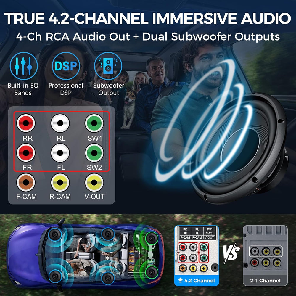 7" QLED Double Din Car Stereo Compatible with Wireless Apple CarPlay &am...