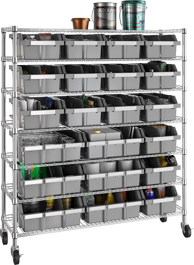 Seville Classics Heavy Duty NSF Bin Rack Solid Steel Wire Shelving Storage Unit