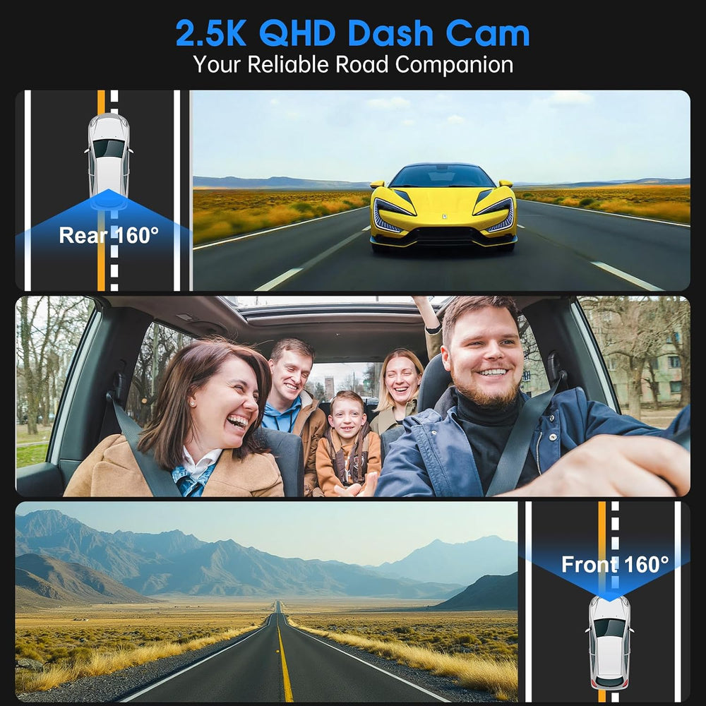 Dash Cam 2.5K Front and Rear 64GB GPS 160ยฐ Night Vision