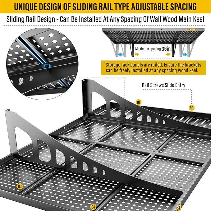 4Pack 2x3ft Adjustable Metal Garage Wall Shelving Heavy Duty Garage Storage