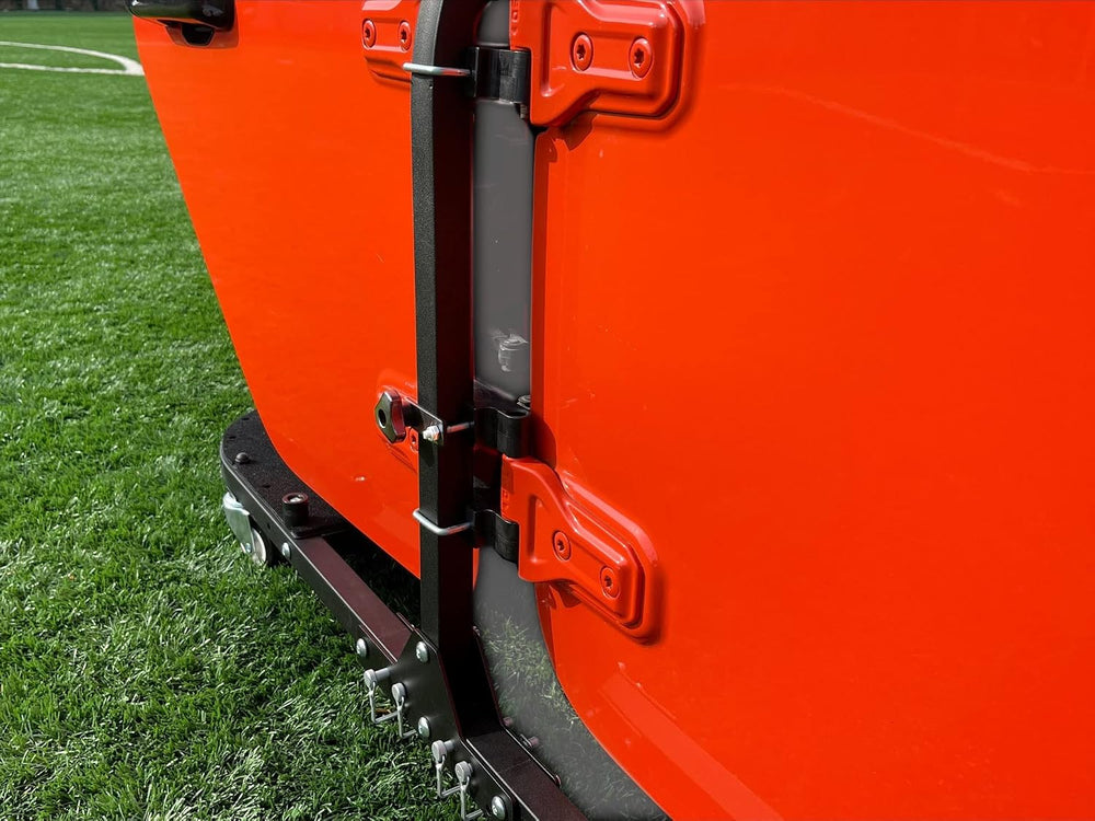 Aluminum Black 4 Door Folding Rolling Door Cart, Storage Door Rack Holder Sta...