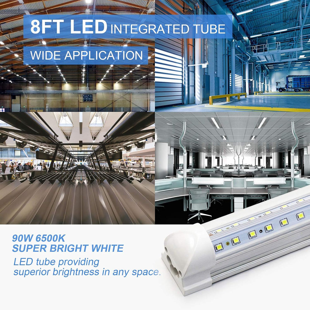 10-Pack 8ft LED Shop Light Fixture - 90W T8 Integrated LED Tube Light - 6500K...