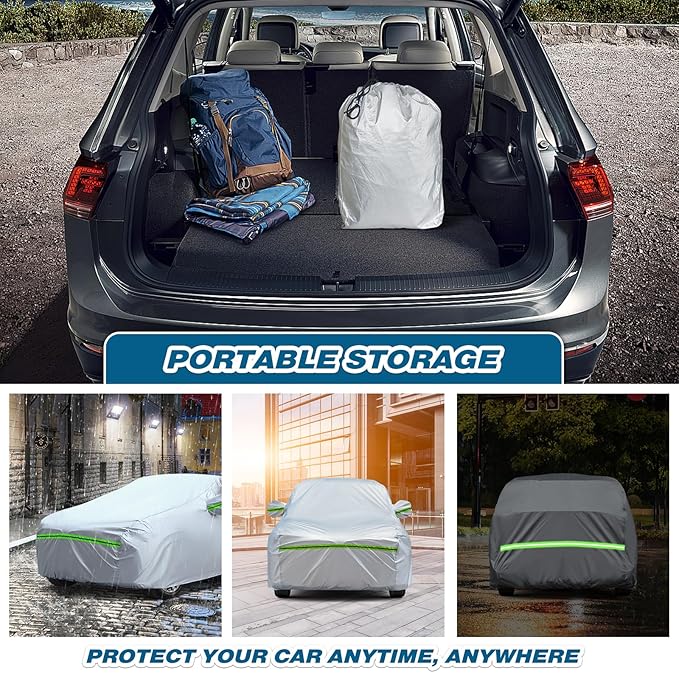 TUCAREST 6-Layers Premium Full Car Cover Hard Shell Zipper Design Waterproof