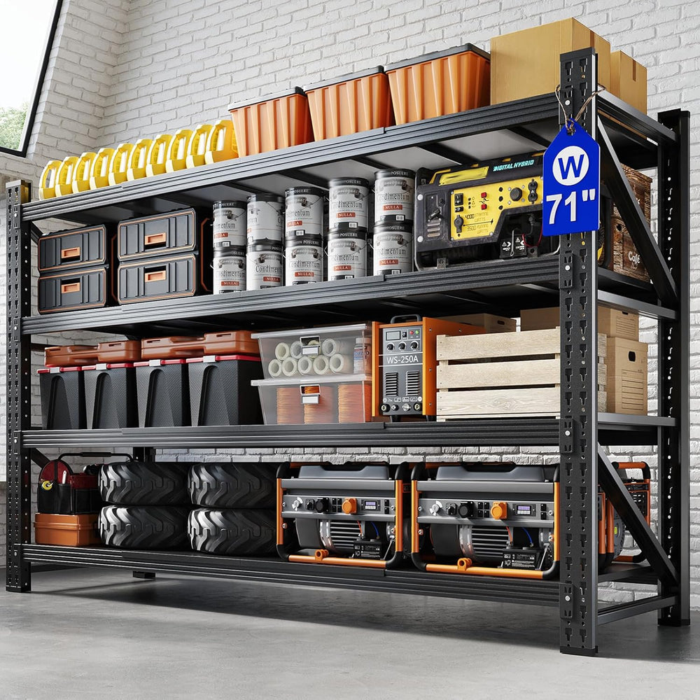 71" W Garage Shelving,5000LBS Heavy Duty Shelf,Adjustable Utility Shelvi...