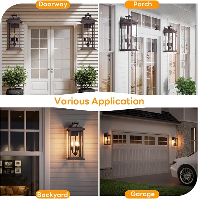 Oil Rubbed Bronze Dusk to Dawn Outside Lights 3-Light, Vintage Exterior Sconc...