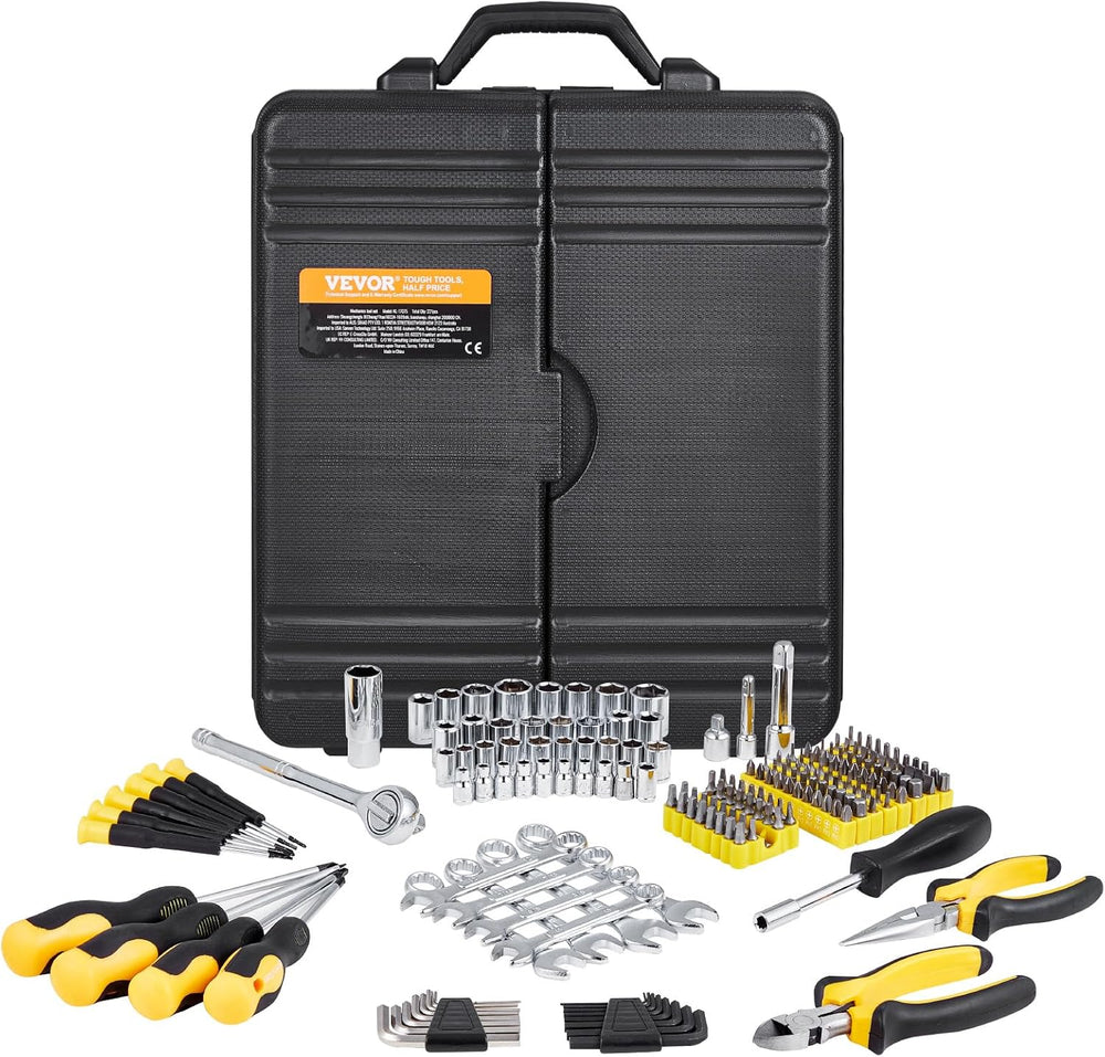 VEVOR Mechanics Tool Set 221Pieces - 1/4" and 3/8" Drive Sockets - ...