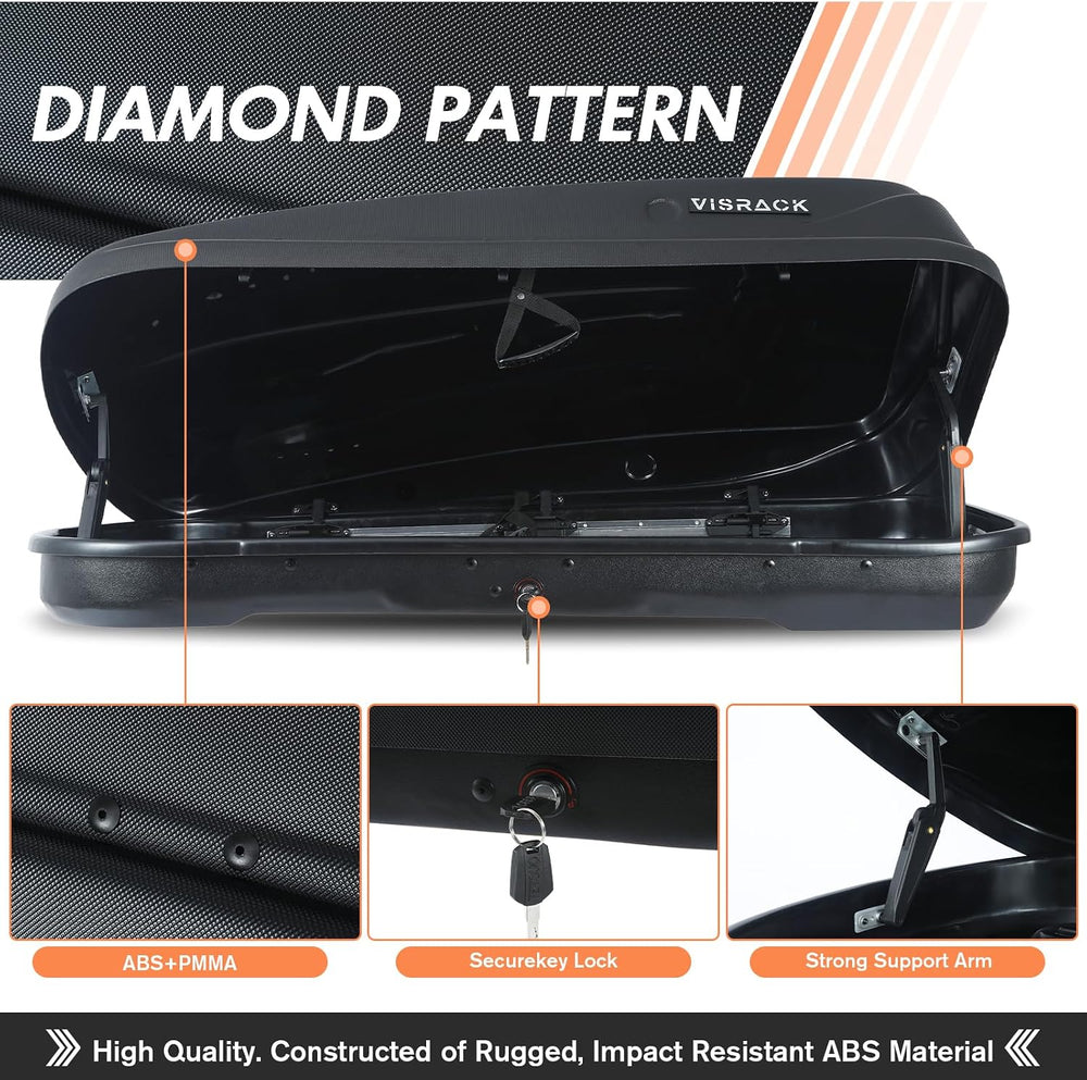 Rooftop Cargo Box, 13 Cubic Ft, for Family Travel and Road Trips, Black | 3D ...