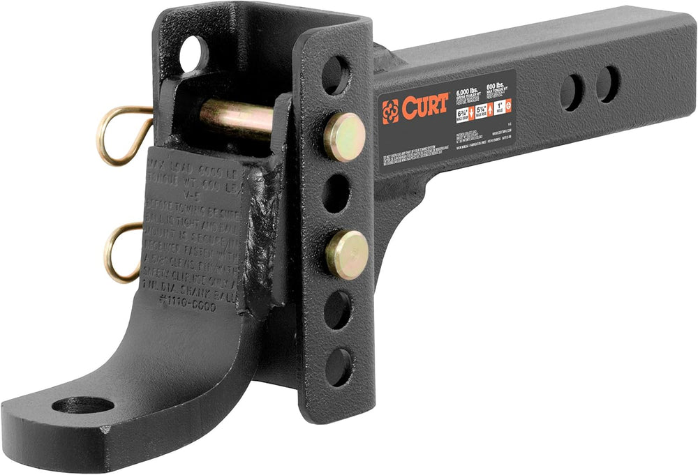 CURT 45901 Adjustable Trailer Hitch Ball Mount, Fits 2-Inch Receiver, 6-3/4-I...
