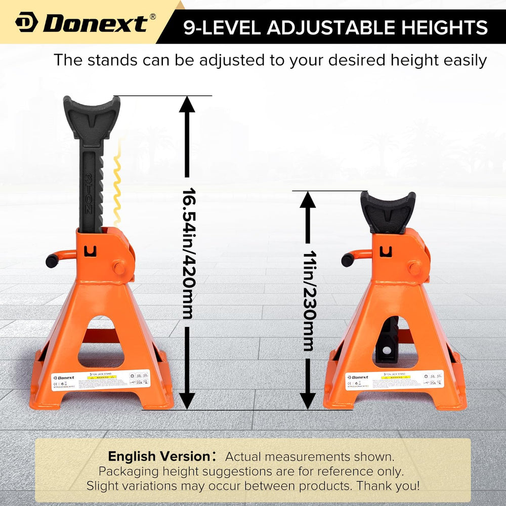 Jack Stands 3 Ton (6,500 lb) Capacity Steel, 1 Pair Orange Lifting Stand Adju...