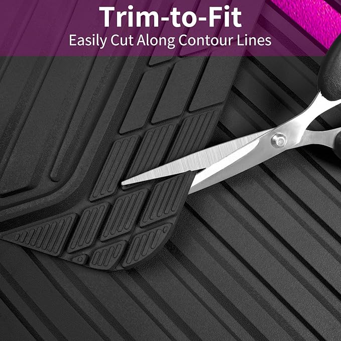 CAR PASS Heavy Duty Rubber Car Mats Metallic, Aluminum Film All Weather Floor...