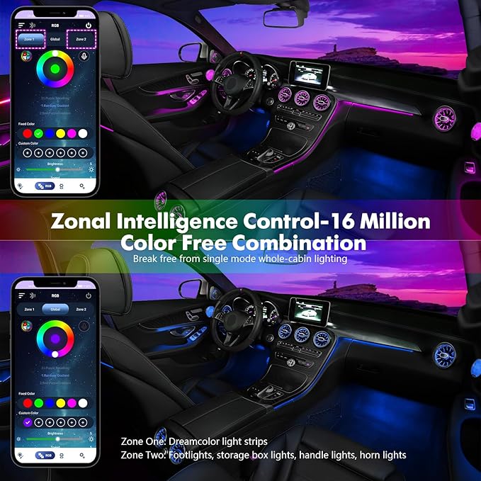 New Version Dreamcolor Acrylic Car Interior Lights 18 in 1 RGB Car Ambient