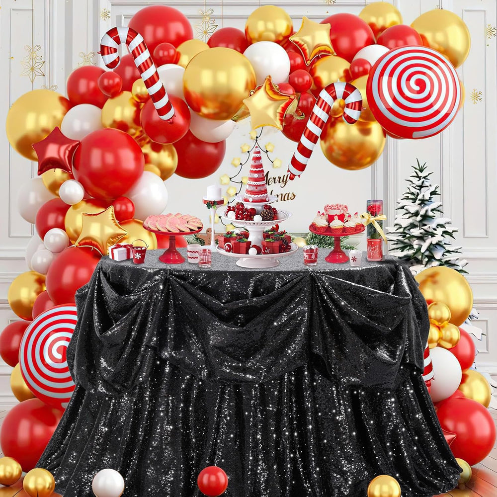B-COOL Round Tablecloth 120 Inch Black Sequin Table Cloth Glitter Table Cover...