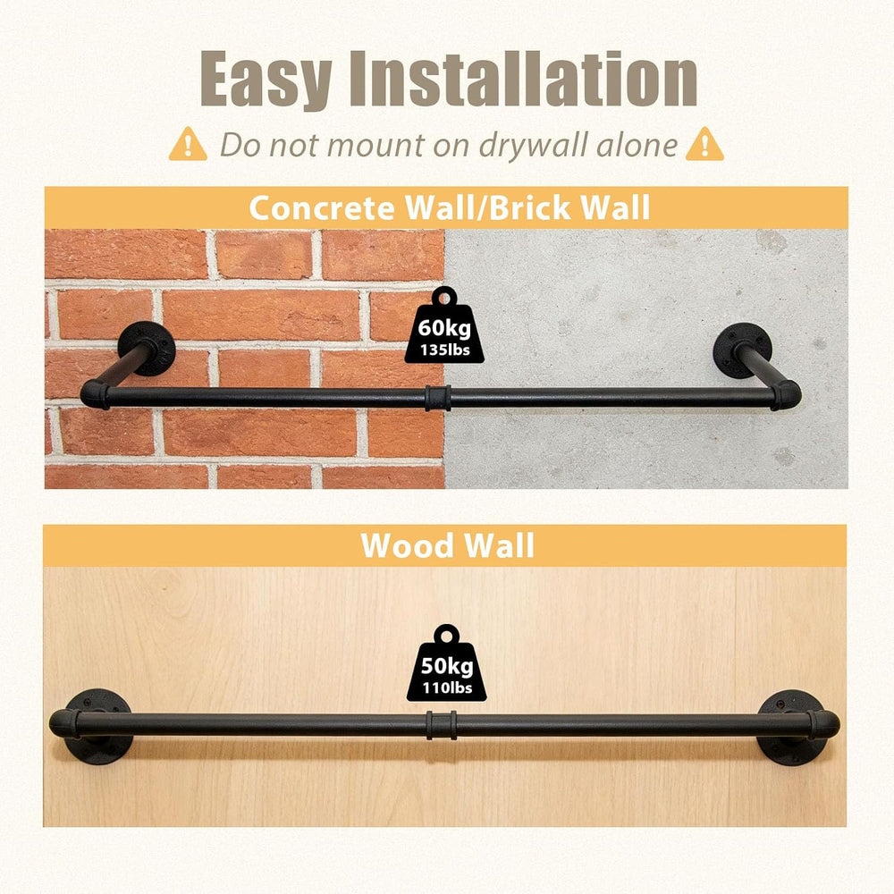 Aduanbang Industrial Pipe Clothing Rack, 38.4 Inch Heavy Duty Wall Mounted, B...