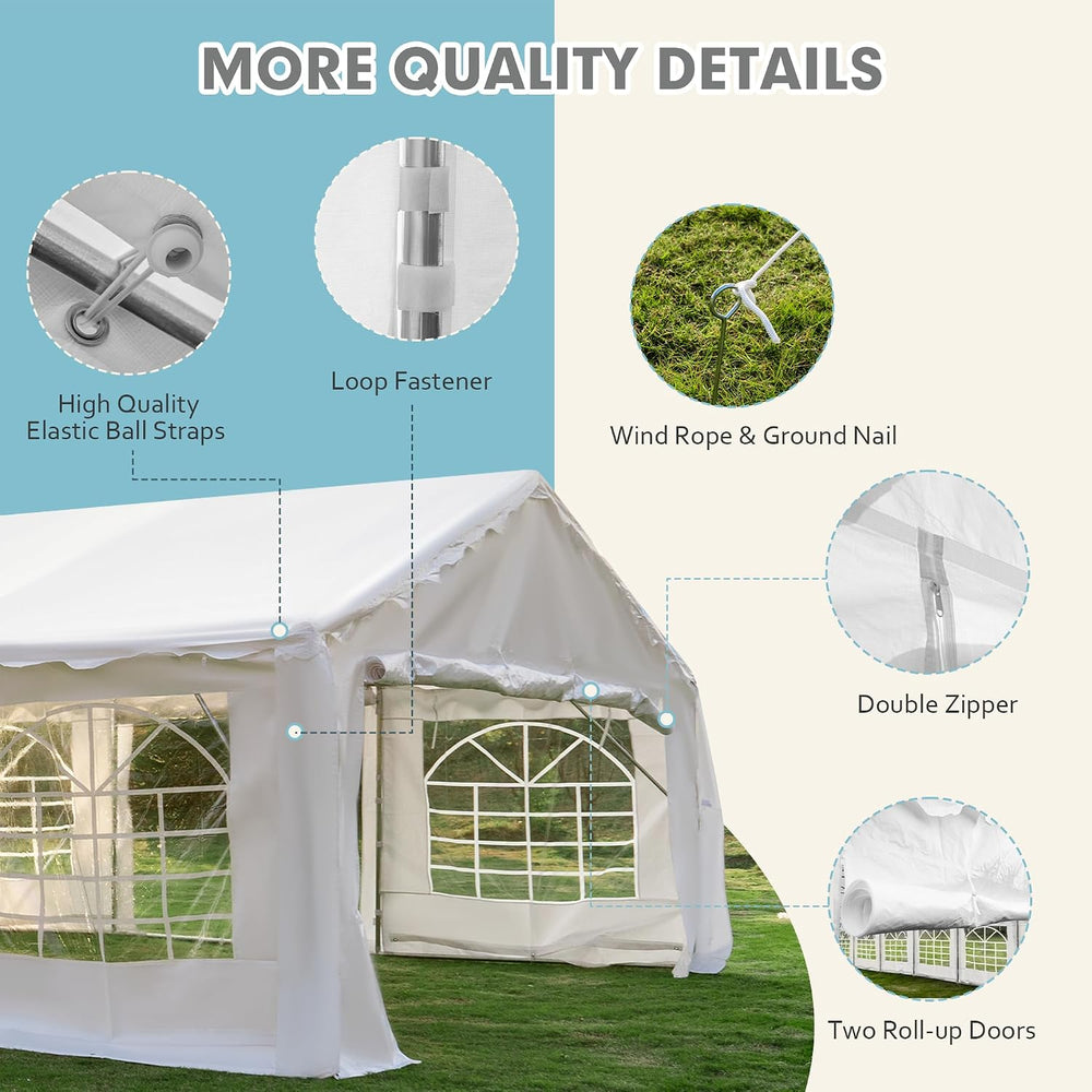 EROMMY 20x50FT Heavy Duty Party Tent, White Outdoor Event Canopy with Removab...