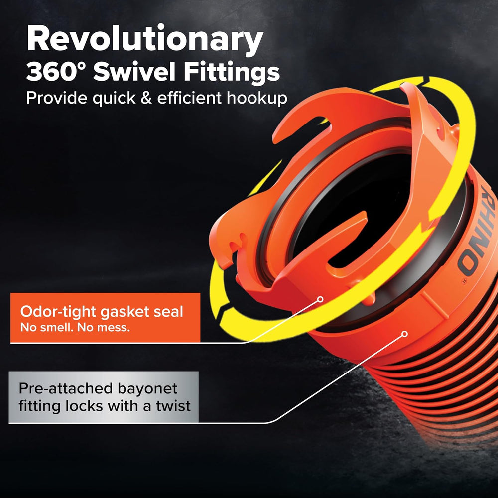 Camco RhinoEXTREME 20’ Camper/RV Sewer Hose - RV Accessories Include 360° Cle...