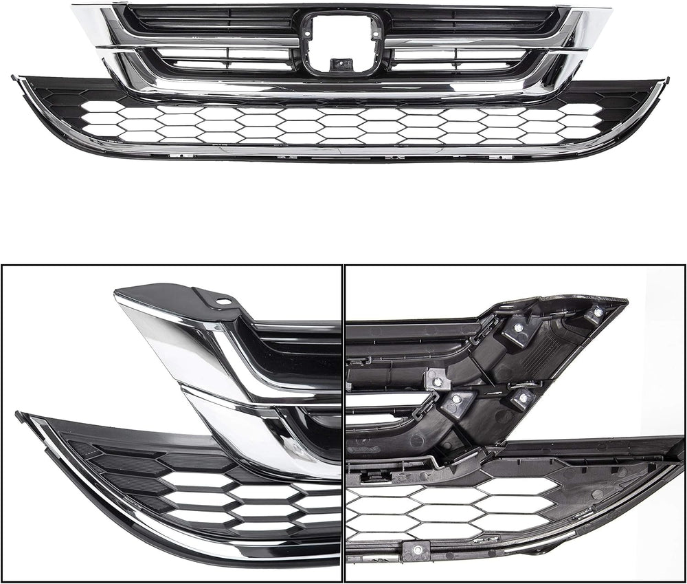 KUAFU Front Bumper Upper & Lower Grille Grill Compatible with 2010-2011 H...