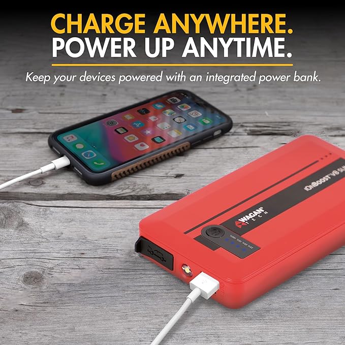 Wagan EL7601 iOnBoost V8 Slim Jump Starter 1200A Peak 12V Portable Lithium Car