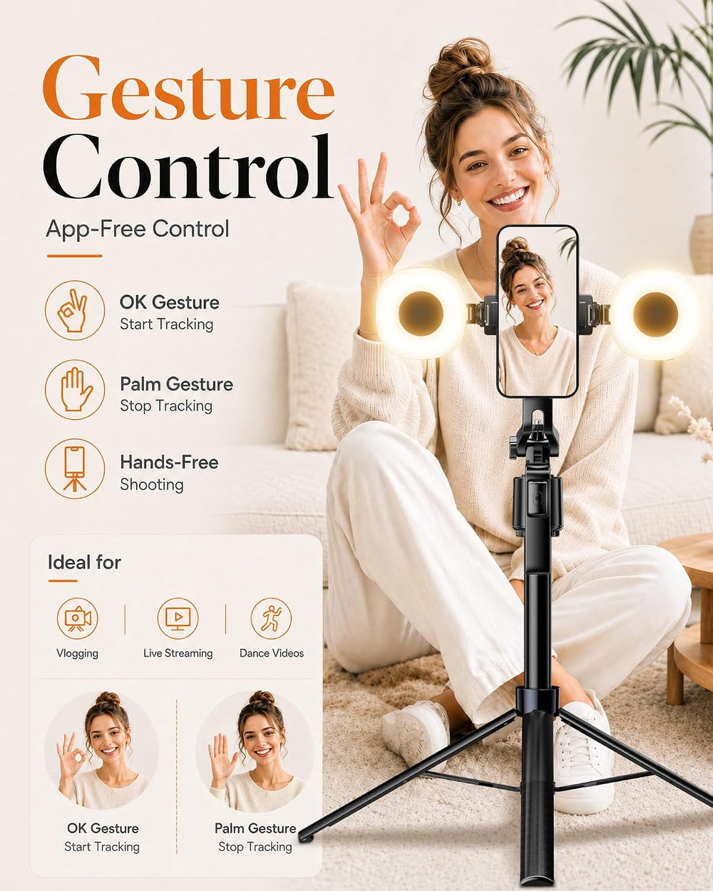 UBeesize 71" Vlogging Kit, Face Tracking Tripod, Desk Stand, Mics & ...