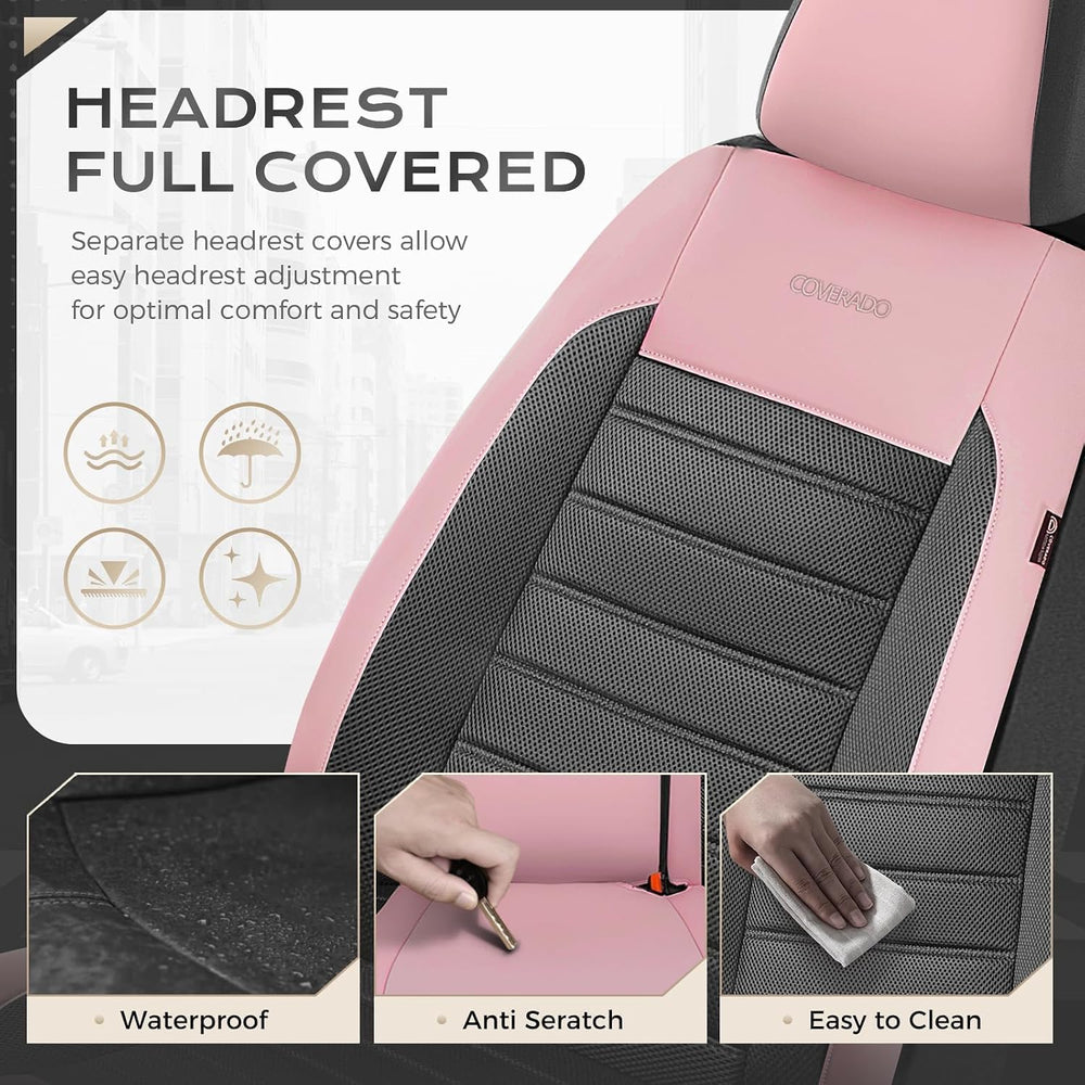 Coverado Car Seat Covers Front Seats, Luxury Leather Car Seat Covers, Automot...
