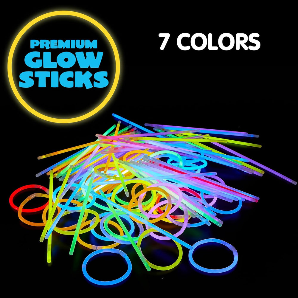 JOYIN 600 Pcs 8" Glow Sticks Bulk Party Favors Pack, Neon Glow in the Da...