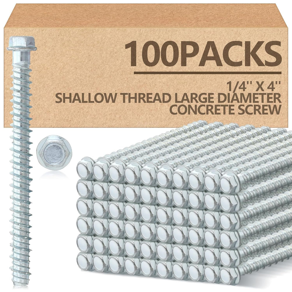 Tandefio 100 Pack 1/4 x 4 Concrete Anchors and Screw Kits Galvanized