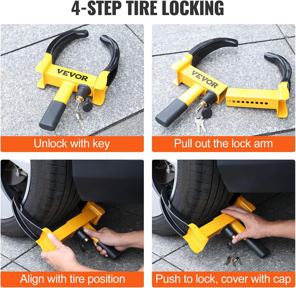 VEVOR Universal Wheel Clamp Lock, 2 Pack Adjustable Anti-Theft Tire Lock, Hea...