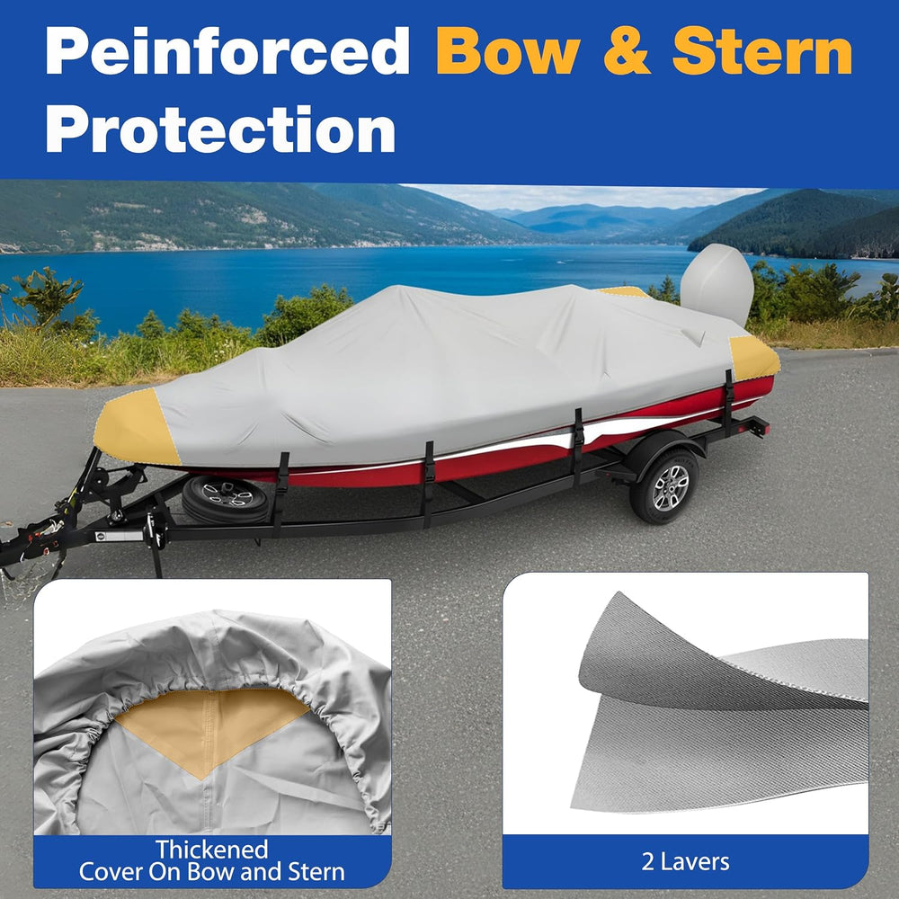 1200D Waterproof Boat Cover 20'-22' L X 100" Beam Width, Gray