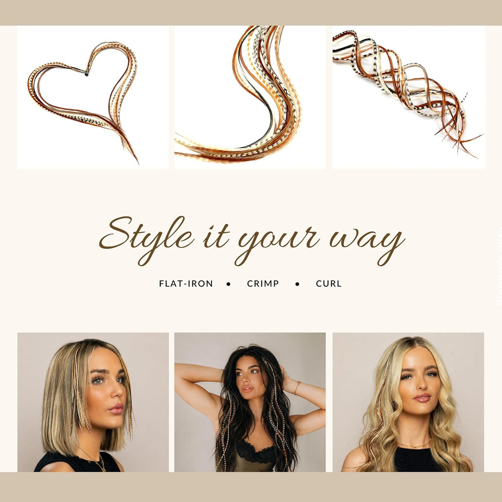 21 Natural Color Hair Extensions – 9”–14” Long – DIY Rooster Kit with 20 Micr...