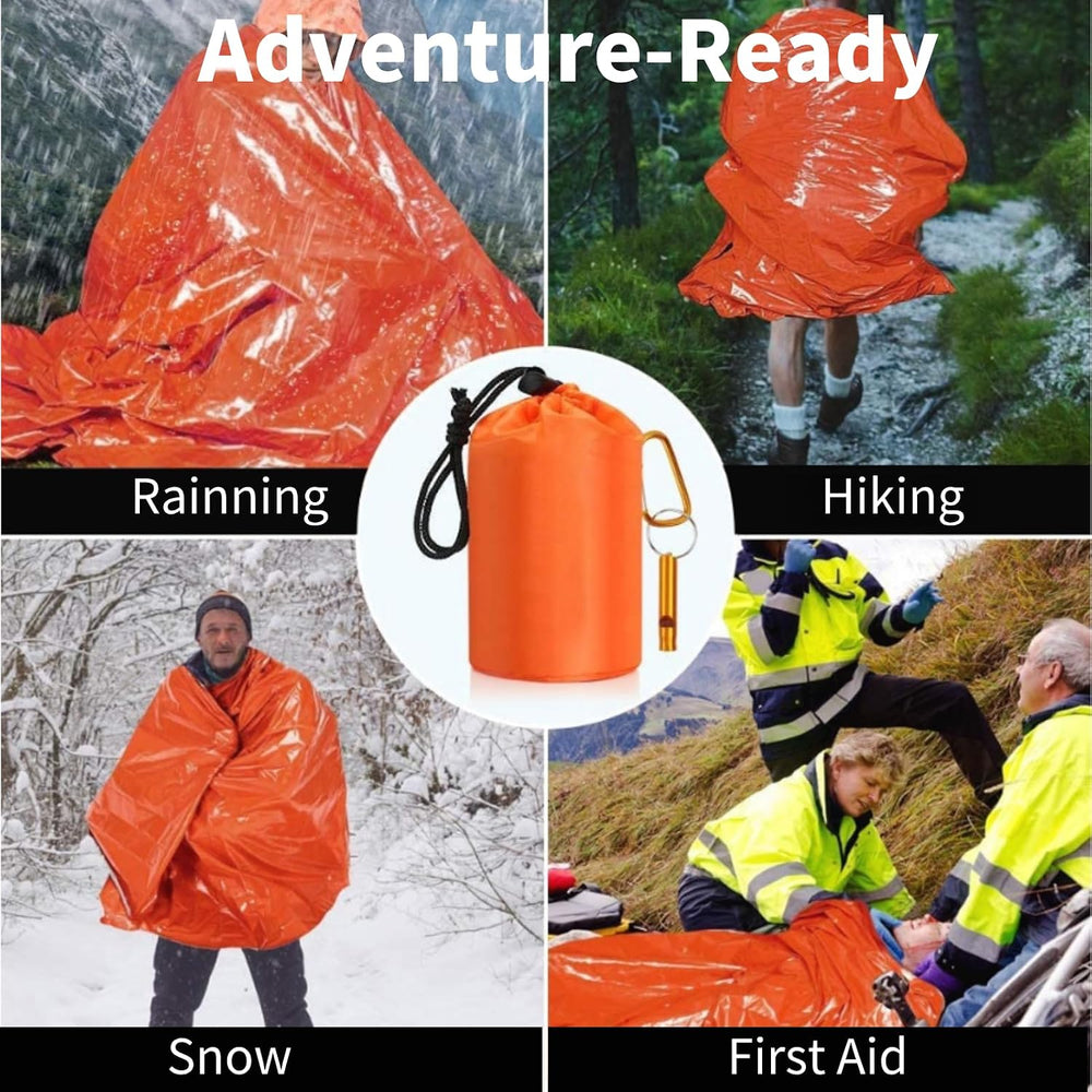 Waterproof Emergency Sleeping Bag with Whistle, 2 Pack Mylar Thermal Bivy Sac...