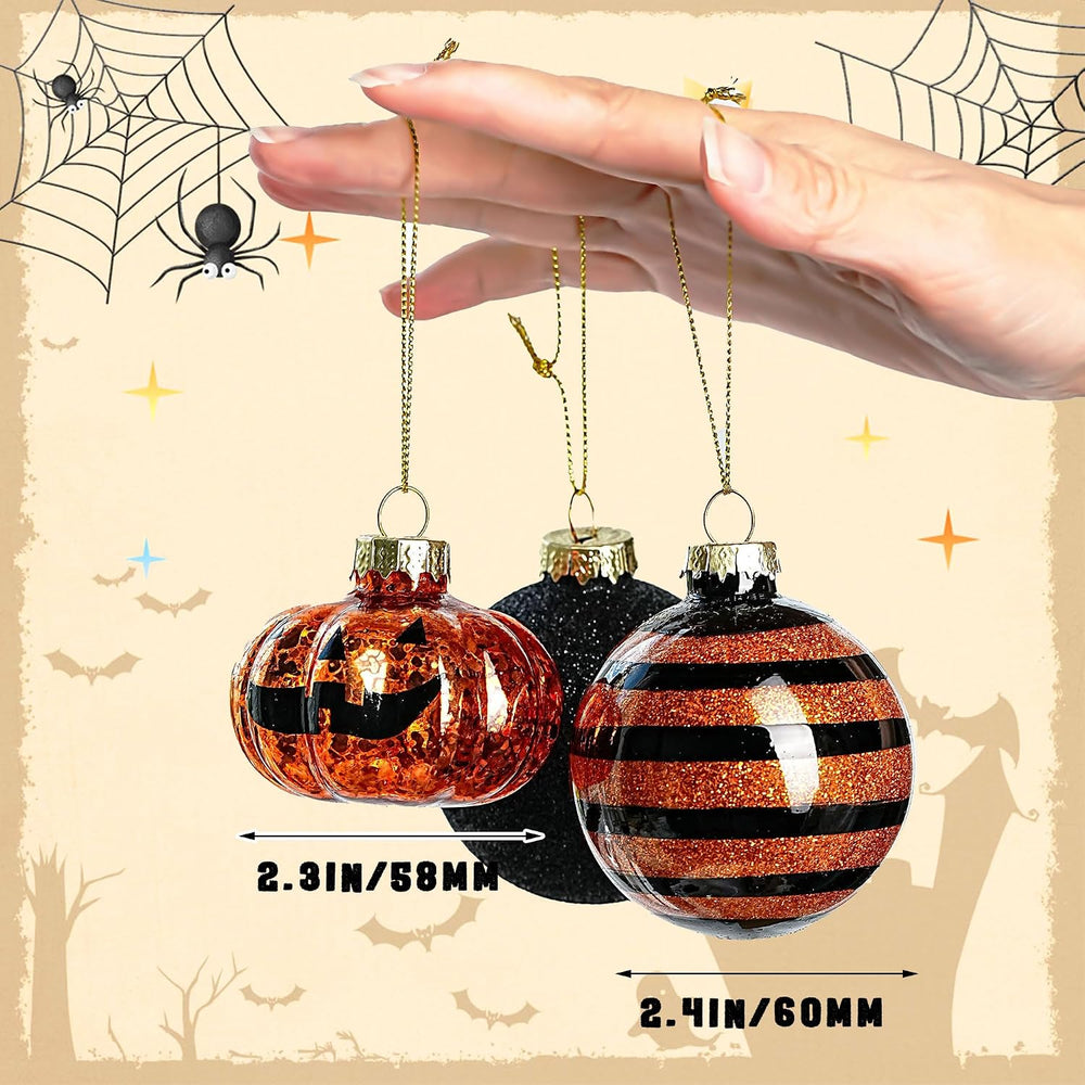 12 Pack Halloween Tree Ornaments, Small Glass Halloween Ornament for Indoor