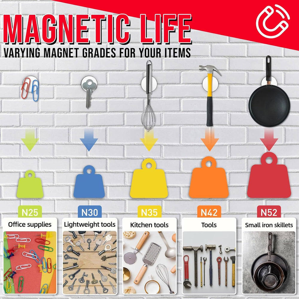 FINDMAG Round Magnets with Adhesive Backing, 100 Pack 1.18'' D x 1/8&...