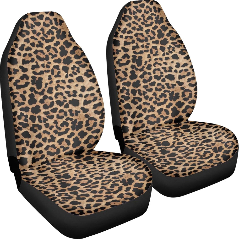 UNICEU Classic Brown Leopard Car Seat Covers Front Seats Only Set of 2, Soft ...