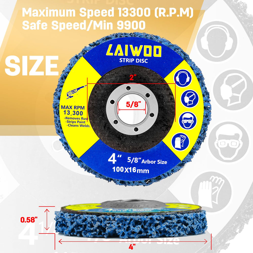 10 Pack Strip Disc Wheels Angle Grinder Paint Removal 4" x 5/8" Pur...