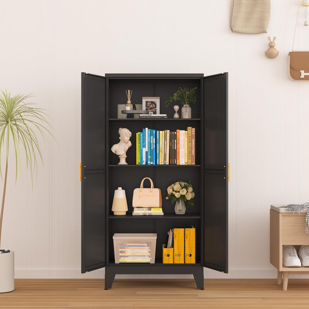 GAIOUS Metal Storage Cabinet, Black Pantry Storage Cabinets with 2 Door