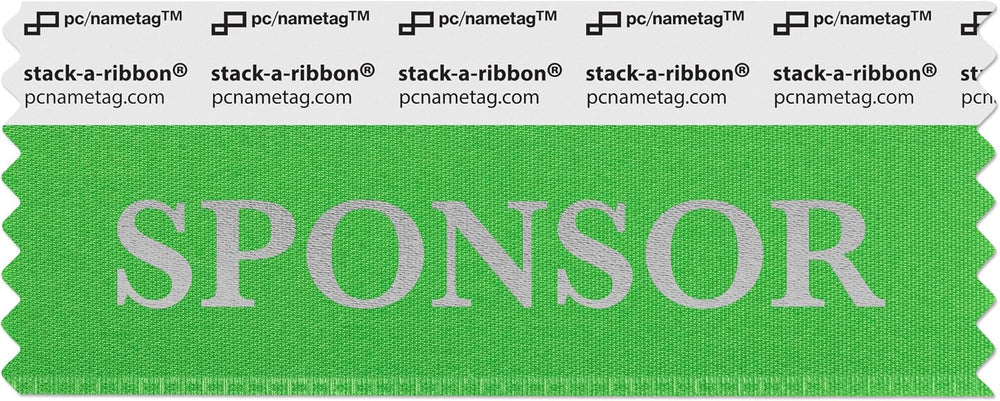 4" Sponsor Green with Silver Foil Badge Ribbons, Pack of 100
