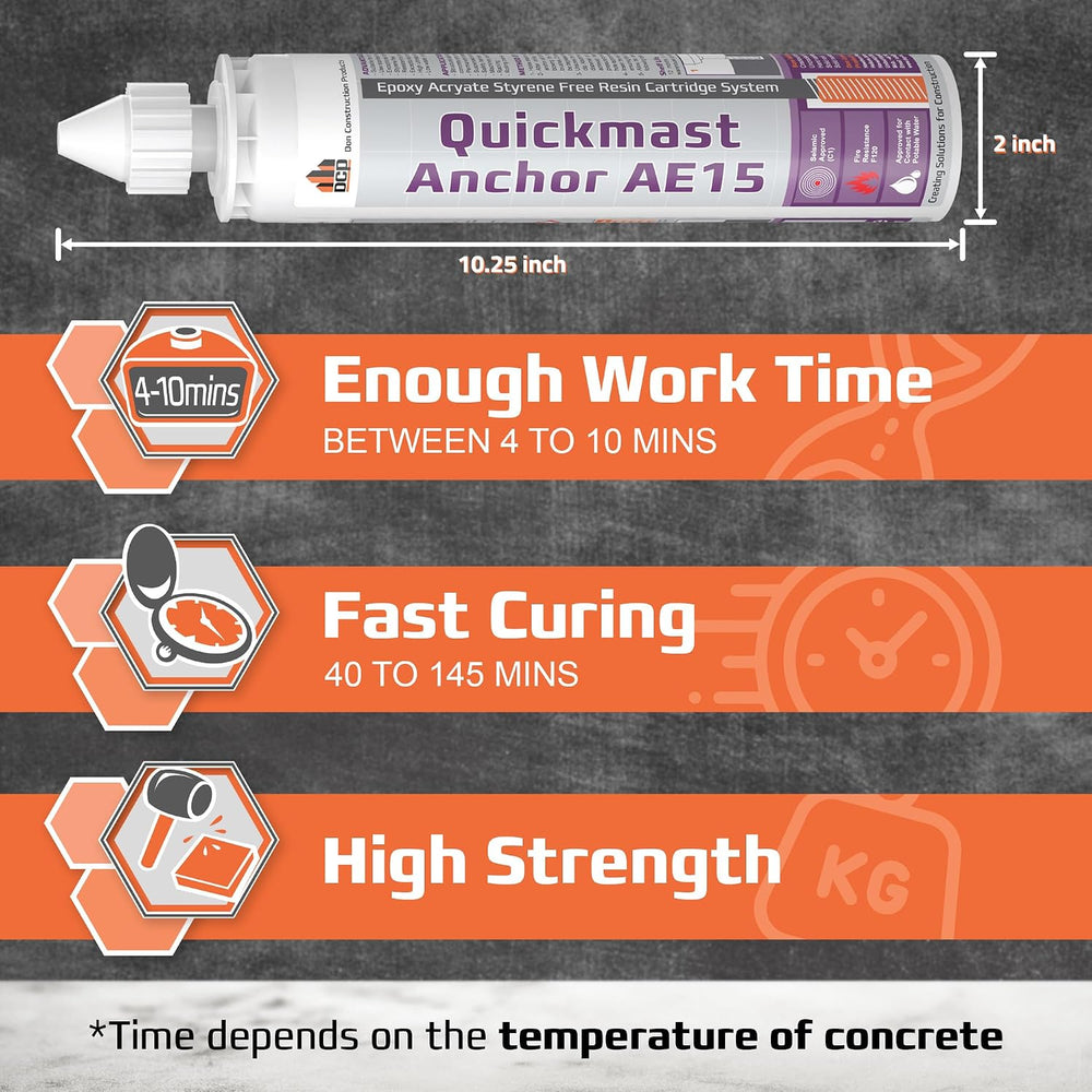 DCP Quickmast AE15 Concrete Epoxy for Rebar and Rods 12-Pack – High-Strength ...