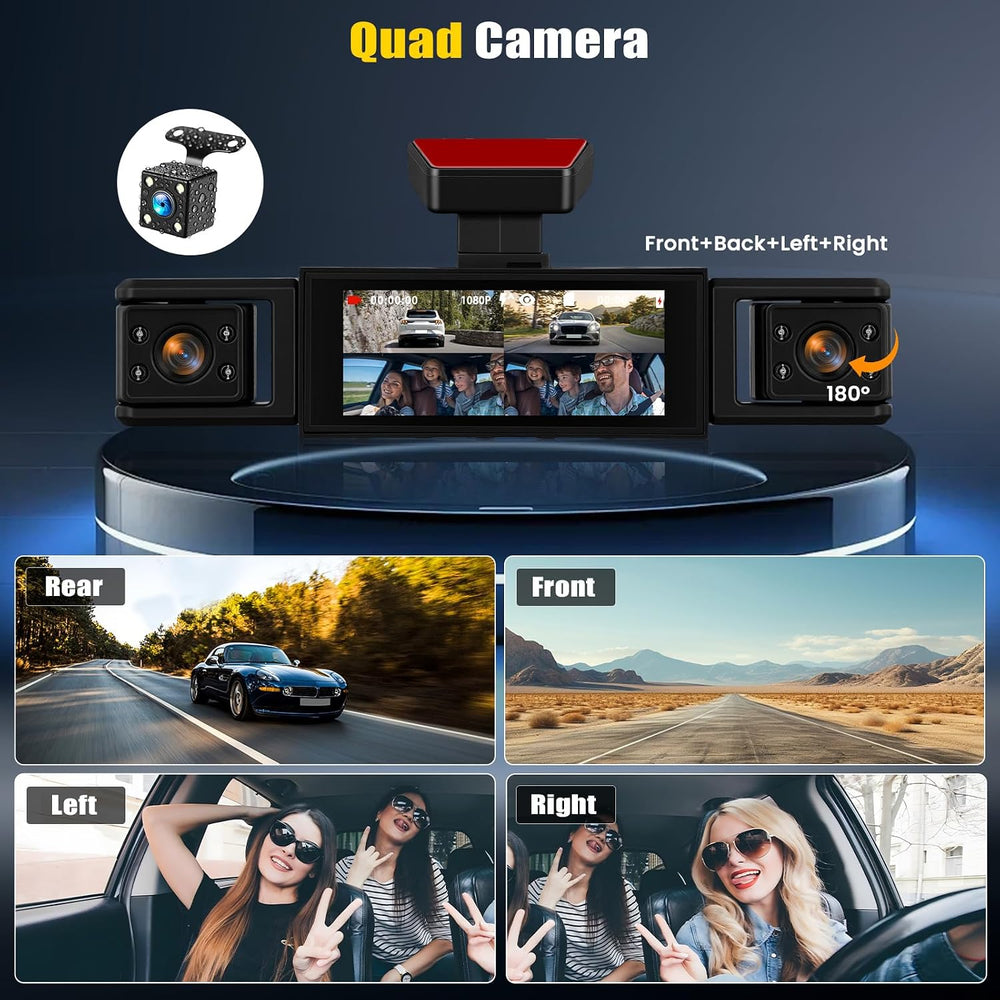 4 Channel 360° Dash Cam Front and Rear Inside Left Right