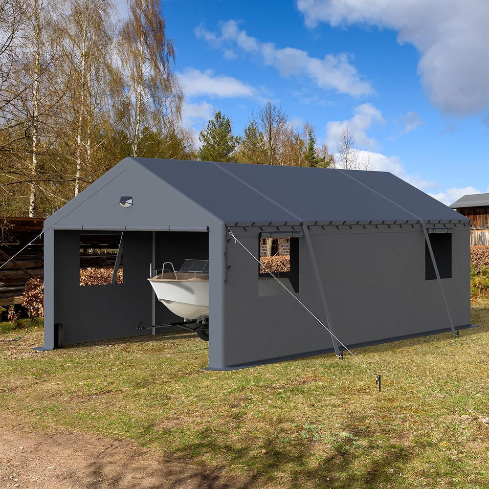 13x25 Heavy Duty Carport, Portable Garage with Doors & Windows