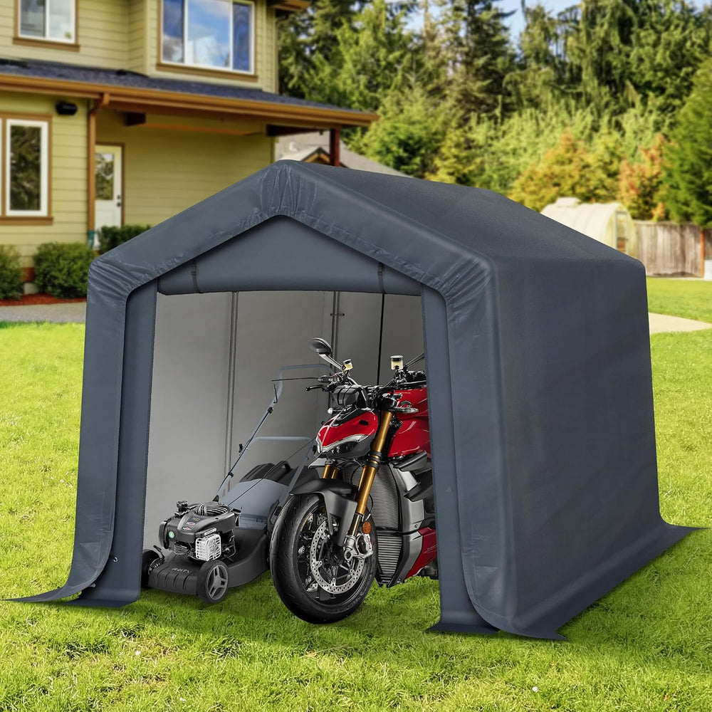 MFSTUDIO Portable Storage Shed 8x12ft, Garage Car Tents Motorcycle Carport