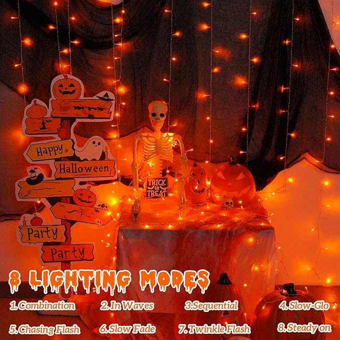 YEGUO 165ft 500 LED Halloween Lights Outdoor Waterproof, Orange String Lights...