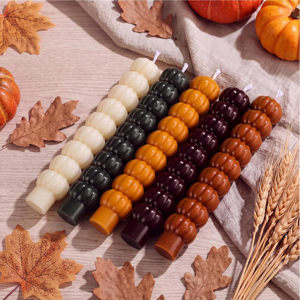 Conelist 5 Pcs Pumpkin Taper Candles Autumn Halloween Gifts, Multicolor