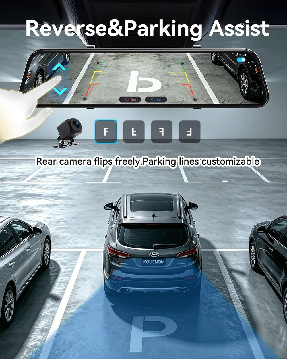 4K 13’’ Rear View Mirror Camera with Wireless Carplay&Android Auto