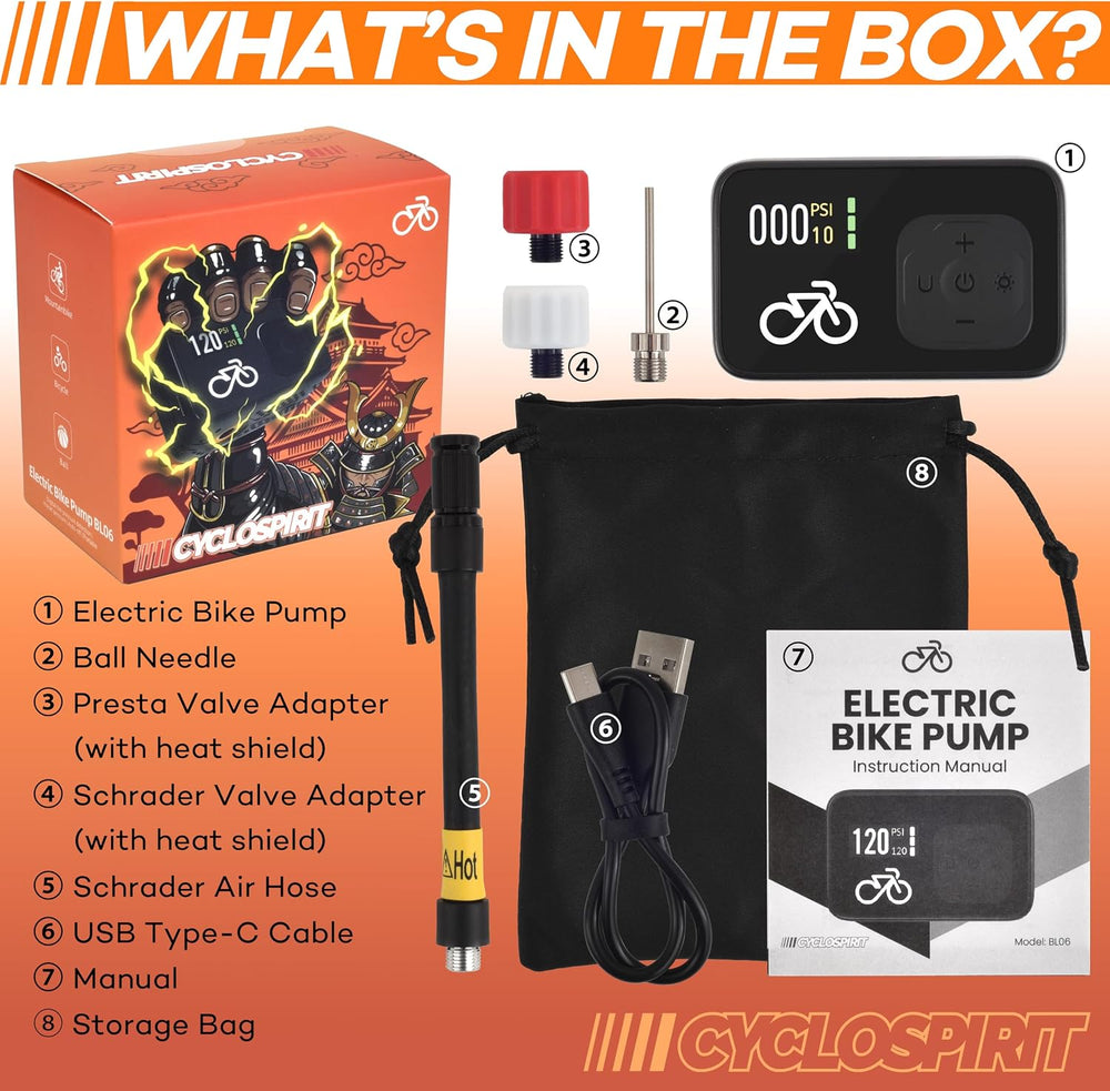 Mini Electric Bike Pump with Digital Gauge, Portable Rechargeable Bicycle Tir...