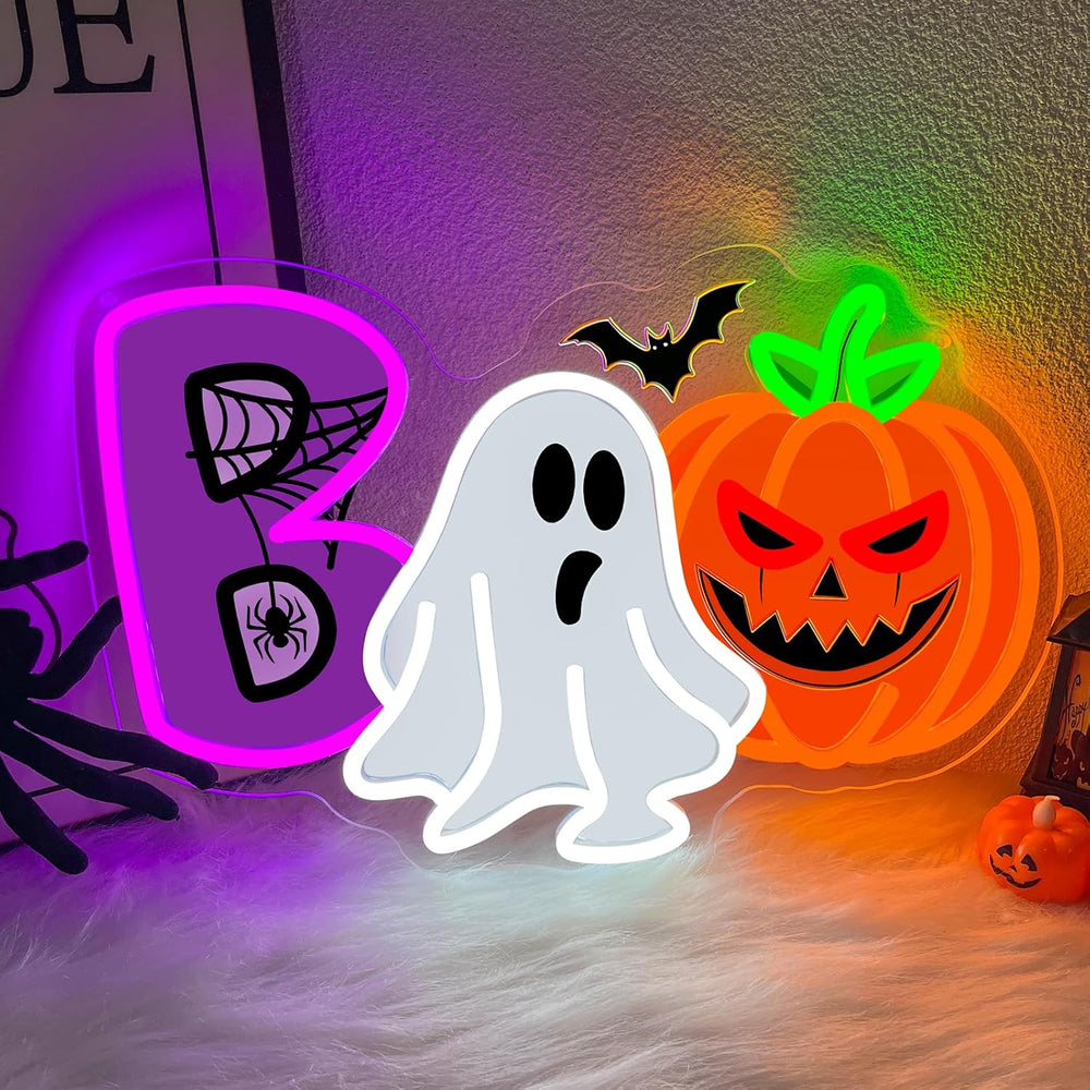 Boo Pumpkin Neon Sign Dimmable Ghost Halloween Led Neon Light for Wall