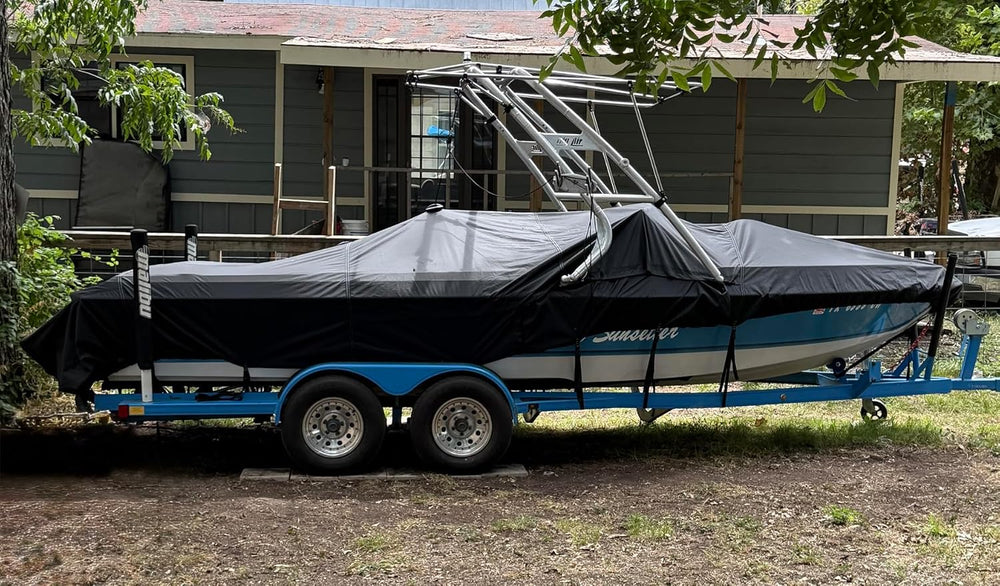 1200D Solution Dyed Ski&Wakeboard Tower Boat Cover with Stoage Bag, 17’-19‘