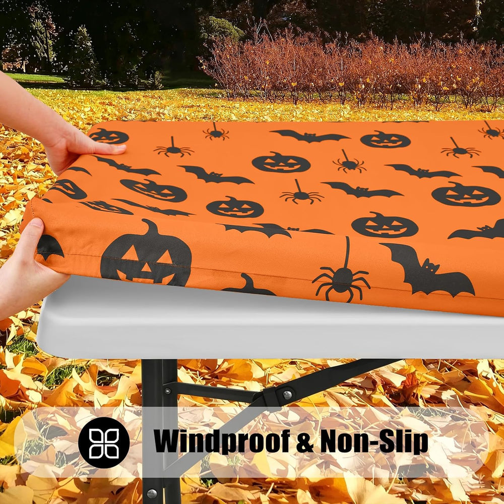 Smiry 2 Pack Rectangle Halloween Table Cloth, Waterproof Elastic Fitted Table...