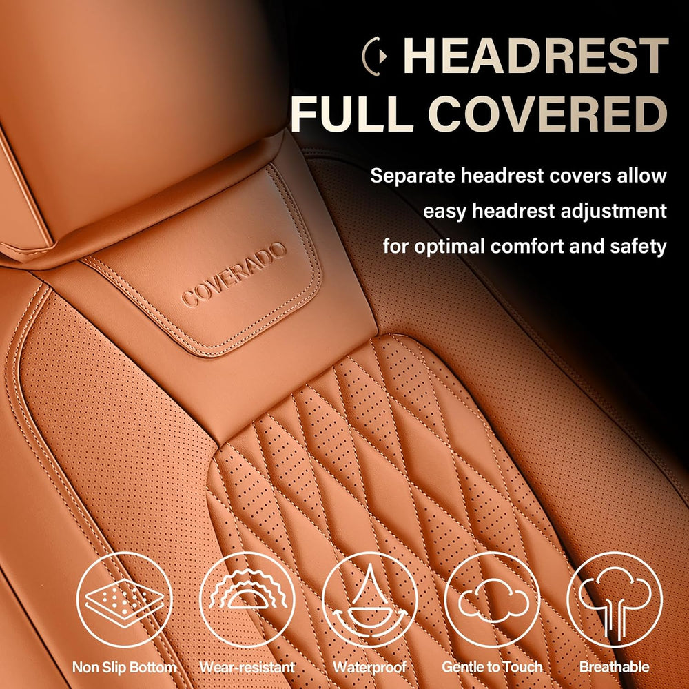 Coverado Premium Leather Full Set Seat Covers Waterproof Heavy-Duty Protector...
