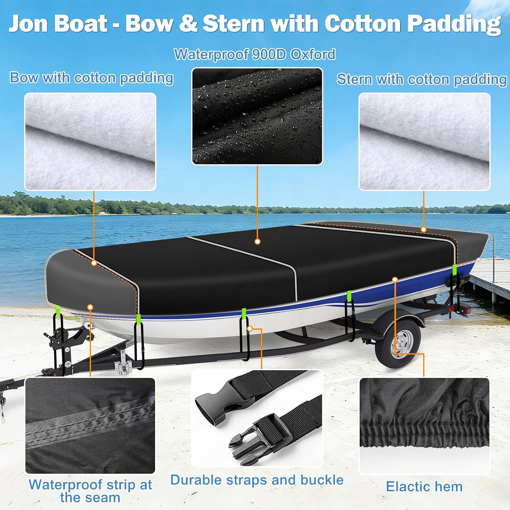 900D Oxford Jon Boat Cover 14-16FT, Waterproof Trailerable