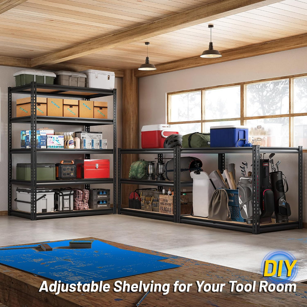 ROOMFAVE Garage Shelving Adjustable 5 Tier Storage Shelves Heavy Duty 72" H